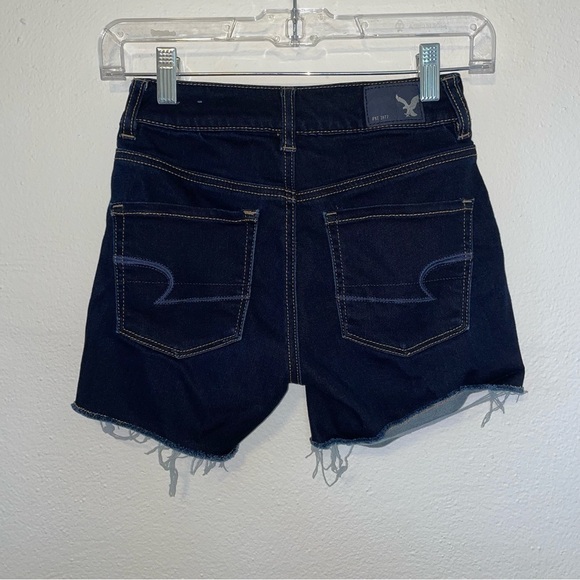 American Eagle Hi-Rise Shortie Dark Wash Modal Blend Jean Shorts - Picture 2 of 5